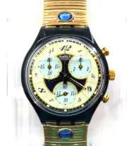 NEW Swatch Chrono Watch VOLUPTE SCM104 with Case & Papers 1994 Gents NEW BATTERY
