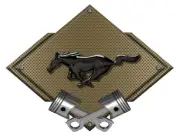 Mustang Black Pony Bronze Carbon with Pistons Steel Sign