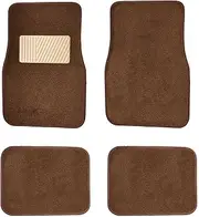 New Carpet Car Floor Mats 4 Pc Set for Cars Trucks SUVS with Heel Pad -Front and Rear Mats Universal Classic Matching Heel Pad (Brown)