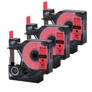 3 PK D1 Label Tape 1/2" x 23 ft Black on Red for Dymo DYM45017 LabelManager 260P