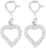 [Beebeecraft] 1 Box 2 Heart Pendant with Cubic Zirconia 925 Sterling Silver Pendant Decoration with Round Spring Clasps for Jewellery Making, 19mm, 925 sterling silver zirconia