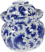 [SHOWERORO] Ceramic Kimchi Fermentation Jar With Lid - Bean Pot, Food Container, Porcelain Altar, Glass Jug for Fermenting