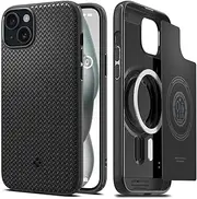 SPIGEN Mag Armor MagFit for iPhone 15 Case, Compatible with MagSafe, Magnetic Ring, Air Cushion Protective Technology, Raised Edges Bumper TPU Cover - Black