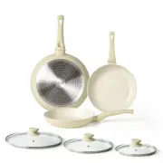Granite Nonstick Cookware Set - 3 Pcs Induction Skillets, Egg & Omelette Fryi...