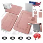 Pink Memory Foam Bathroom Rug Set - 3-Piece Comfortable Bath Mat Collection