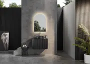 600-1800*500*470mm POS CETO Avalon PVC Constructed Matte Black Curve Fluted Bathroom Cabinet Wall Hung Vanity