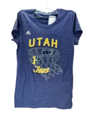 Adidas Women's Utah Jazz Cap Sleeve Bling Net Tee - Navy, Medium