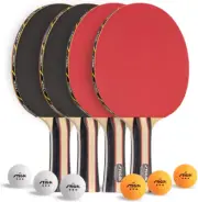 Performance 4 Player Ping Pong Paddle Set of 4 – Table Tennis Rackets, 6 – 3 Sta