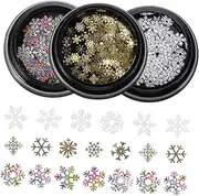minkissy DIY Decals Decoration for Christmas 3 Boxes Snowflake Nail Art Xmas Nail Glitter Flakes Nail Art Christmas