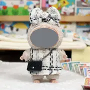 Labubu Baby Clothes 17cm Labubu Cloth Clothes Heartbeat Macaron Vinyl Face Doll Baby Clothes Replacement——style:White background Haige small fragrance style two-piece set