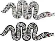 TEMPNAP 2Pcs Beaded Snake Clothing Patch Decorative Sewing Applique for DIY Fashion Unique Embellishment for Sweaters Bags Hats Scarves Handmade Craft Accessory