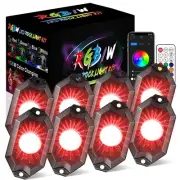 8 Pods RGB LED Rock Light Kits Bluetooth&Remote Control Underglow Multi-Color...