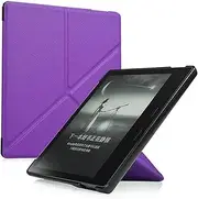 [Almighty] Origami Case for Kindle Oasis (10th Generation, 2019 Release and 9th Generation, 2017 Release) - Slim Cross Stripe Fold Stand Cover with Auto Wake/Sleep, Purple