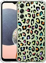 [GlamCase] Clear Case for Samsung Galaxy A14 5G / 4G - Leopard Skin Multicolor Pattern printed Durable Clear ShockProof Protective Back Phone Case/Cover for Samsung A14 5G / 4G