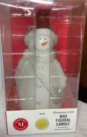 Martha Stewart FIGURAL CANDLE FLAMELESS LED SNOWMAN NIB