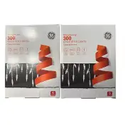 GE String A Long (2 Packs) 300 Icicle Style Lights, White Wire, Clear Warm White