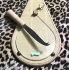 FRENCH 1950s CHEESE SERVING TRAY BOARD & KNIFE~HANDCRAFTED SIGNED BAMBOO~NEW&TAG