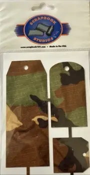 LARGE CAMOUFLAGE TAGS(5pc) Scrapbook Studio•Military•Label •Journal•Card Making
