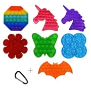 Pop Fidget Sensory Square Round Push Bubble Stress Relief Gift Clip On Toy