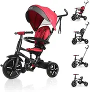 QPlay RITO 5 in 1 Folding Kids Tricycle Toddler Stroller Trike Bike Ride On Toy