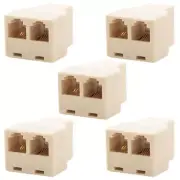 5x 2 Way 6P4C RJ11 Telephone Phone Line Modular Jack Splitter Female T Adapter