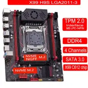 X99 Motherboard TPM 2.0Interface LGA 2011 3 with NVME NGFF M.2 Support 4 Channel