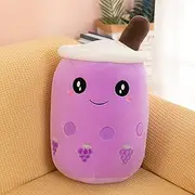 Bubble Tea Plush Toy Boba Cuddly Toy Plush Dolls Soft Cuddly Toy Tea Soft Doll Tea Cup Cushion Children's Toy (Purple Round Eyes, 35 cm)