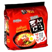 Paldo Teumsae Ramyun Extra Spicy Instant Noodle 4.23 oz x 5 Packs ( Pack of 3 )