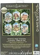 Dimensions Gold Collection Christmas Village Counted Cross Stitch Ornament Kit, 6 pcs