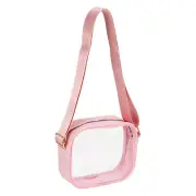 7.5"x6" PVC Clear Crossbody Purse Bag with Shoulder Strap, Pink