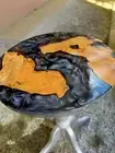 Black Epoxy Resin Coffee Table Top Unique Acacia Wooden Counter Top Slab Garden
