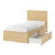 IKEA 高床框附2收納盒, 實木貼皮, 染白橡木/luröy, 90x200 公分