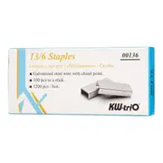 KW-triO 00136 Staples 13/6 - Box of 1200 Galvanized steel wire with chisel point. 100 staples per strip. 1200 staples per box. [00136]