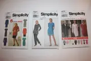 Lot of 3 Simplicity Patterns #7763, #7527, #9878 Suit, Dress, Tunic, Skirt, Pant