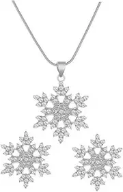 [FOMIYES] 1Set Rhinestone Snowflake Necklace and Earring for Women Elegant Crystal Jewelry Present Dazzling Winter Themed Jewelry for Weddings and Special Occasions