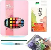 Watercolor Painting Set For Teens - 48 Colors Solid Sketching Pastels Set - Sketching Palette, Travel Art Kit, Painting Supplies For Adult Beginners & Professional Artists