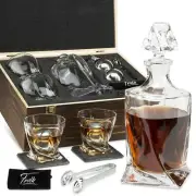 Whiskey Decanter Gift Set for Men – Twisted Bourbon Decanter, 2 Glasses, 2 XL...