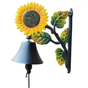 Cast Iron Hand Painted Sunflower Garden Hanging Door Bell
