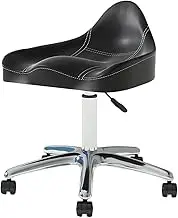 Saddle Stool with Backrest,Ergonomic Swivel Salon Cutting Stool,Saddle Chair with Wheels,360° Rotation for Home Bathroom Office
