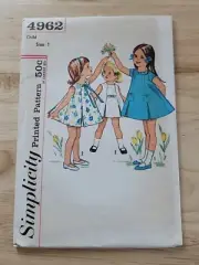 Simplicity Pattern CHILDS ONE PIECE DRESS #4962 Size: 1 UNCUT ©1963
