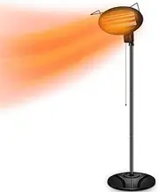 Outdoor Electric Heater, 2000W Portable Standing Balcony Infrared Heater with Halogen Tube, Used in Large Space in Courtyard Garage