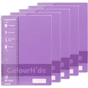 NEW 5x Colourhide Lecture Notebook 140 Page A4 Purple Pack Note Book BULK