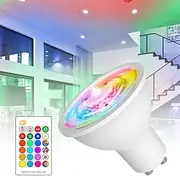 GU10 LED Spot Light Bulbs 5W Color Changing with Remote RGB White Memory Mood Ambiance Lighting