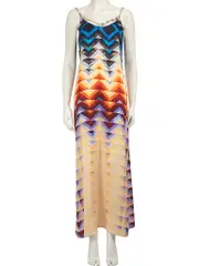 Geometric Patterned Maxi Slip Dress