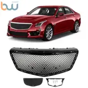 Front Bumper Grille Upper Grill For 2014 15-2019 Cadillac CTS Mesh Gloss Black