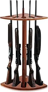 DoubleFill Corner Indoor Gun Rack Wooden 5 Gun Rifle Rack Floor Stand Vertical Shotgun Display Stand for Wall Home Garage Office Storage