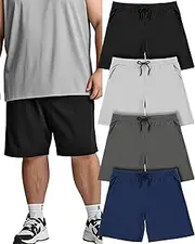 [Taiyin] 5 Pack Men's Big & Tall Shorts Dry Fit Performance Active Athletic Gym Basketball Shorts with Pockets