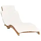 vidaXL Folding Sun Lounger with Cream White Cushion Solid Teak Wood BMG