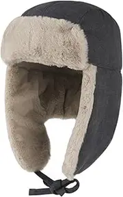 [Grahoe] Unisex Winter Trapper Hat Windproof Warm Winter Hat Hunting Hat Snow Ski Hat with Ear Flaps, Black, One Size