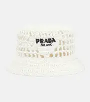 [Prada] Prada Raffia-effect bucket hat UK 6 5/8 white